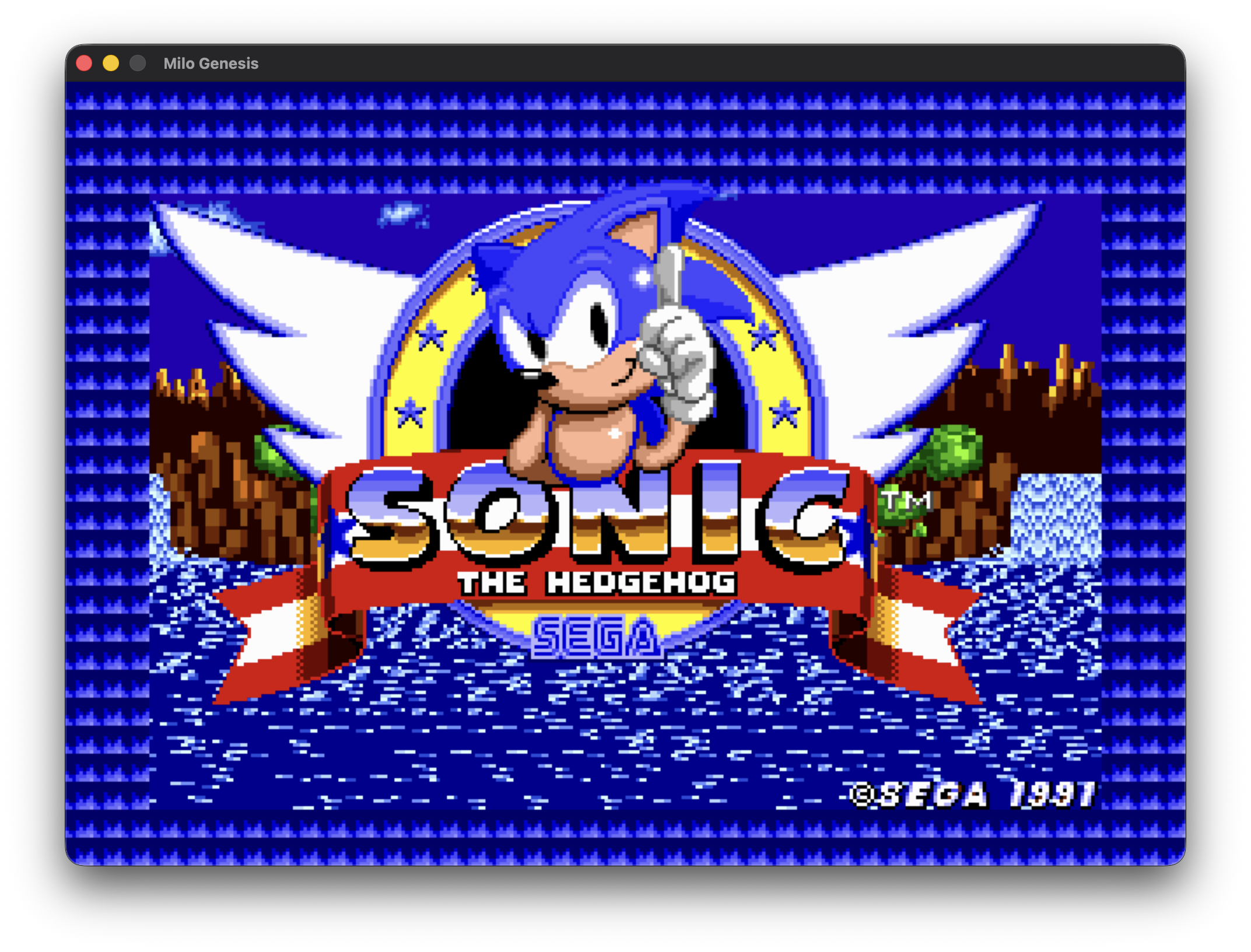 Sonic the Hedgehog running on the Milo Genesis emulator